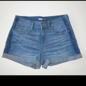 Old navy mid-rise 3" stretch denim jean shorts cuffed rolled hem 4 tuxedo medium